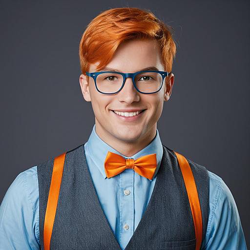 Stylish Adult Blippi-Inspired Outfit Portrait
