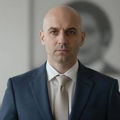 Serious Bald Businessman in Suit