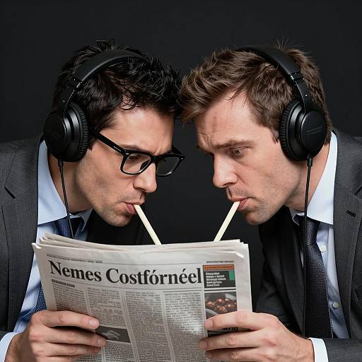 Dramatic Split-Faced Portrait of Two Men