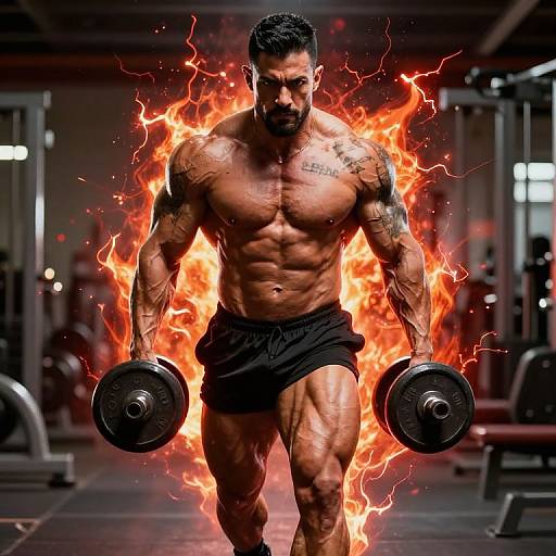 Muscular Latino Bodybuilder with Energy