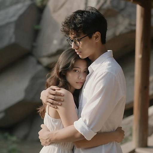 Young Couple Embracing in Nature