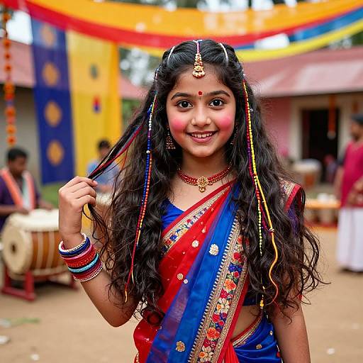 Joyful Indian Party Hairstyle with Accessories