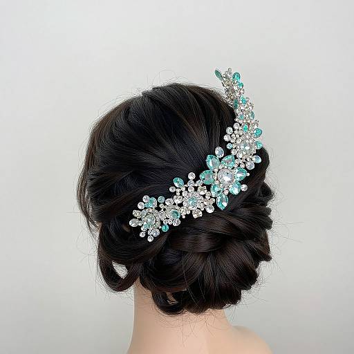 Turquoise Crystal Floral Hair Crown