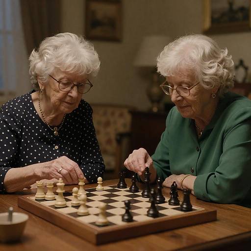 Elderly Women Playing Chess Together