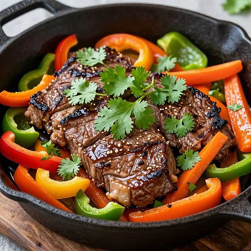 Sizzling Steak Fajitas in Skillet