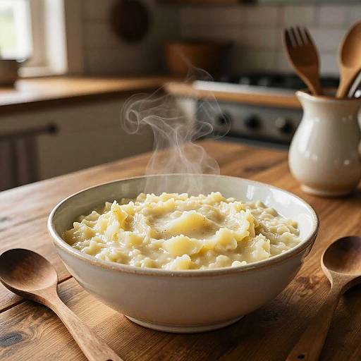 Steaming Bowl of Traditional Dutch Potato Brei