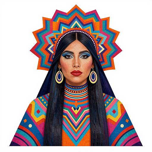 Vibrant Geometric Navajo Woman Portrait