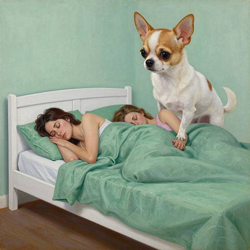 Anxious Chihuahua Over Green Bedroom