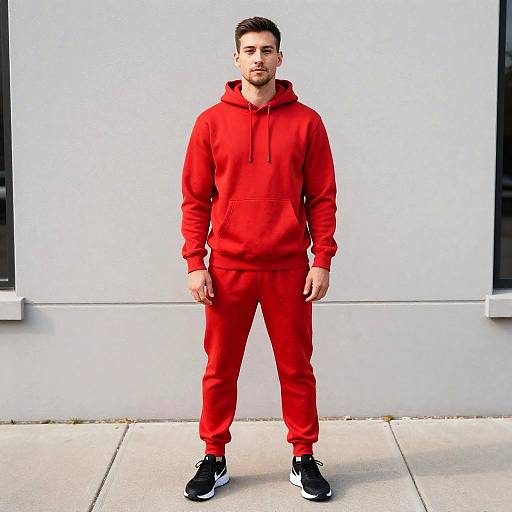 Man in Red Hoodie Sweatshirt