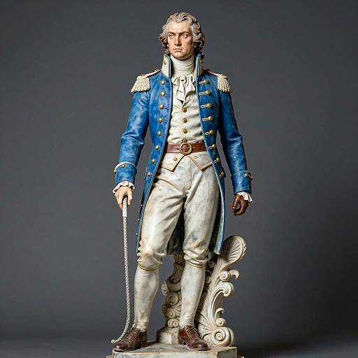 Intense Male Statue in Military Attire