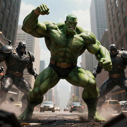 Green Titan Smashes Through City