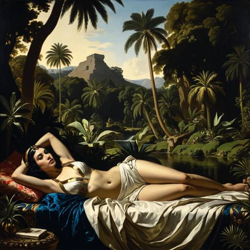 Cleopatra Relaxing in Lush Oasis