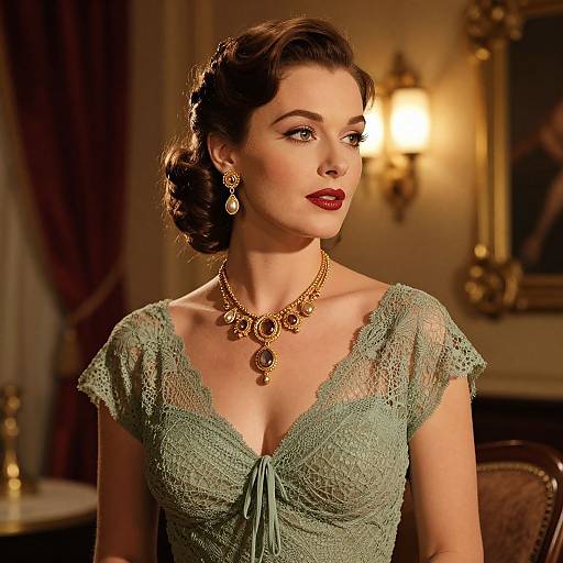 Vintage Hollywood Elegance in Sage