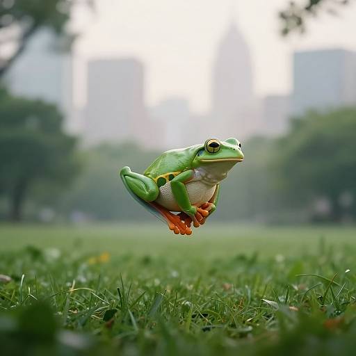 Flying Frog Pose in Urban Park