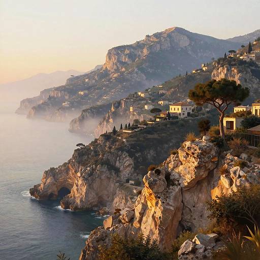 Golden Hour Amalfi Coast Cliffs