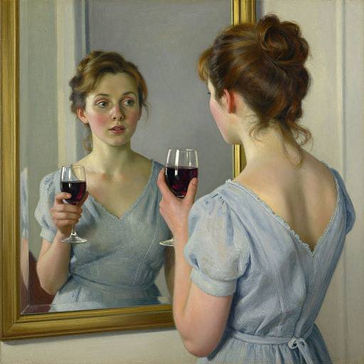 Vintage Woman with Wine Reflection