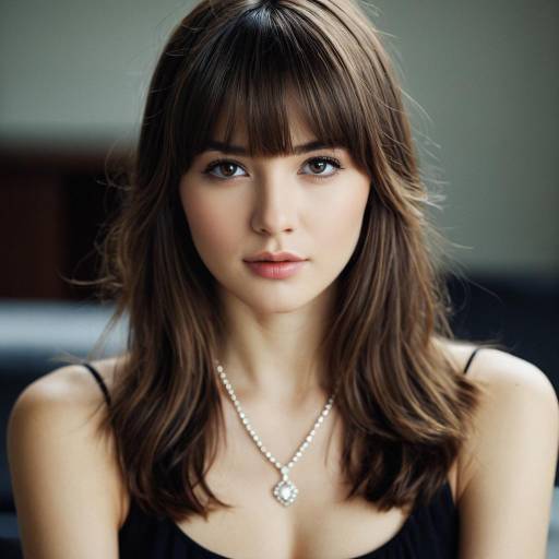 Realistic Portrait of a Girl with Bangs