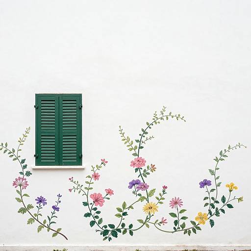 Minimalist Mural on White Facade