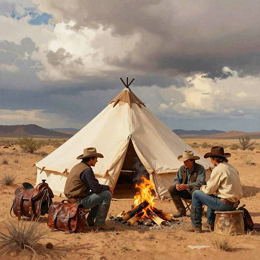 Old West Desert Campfire Scene