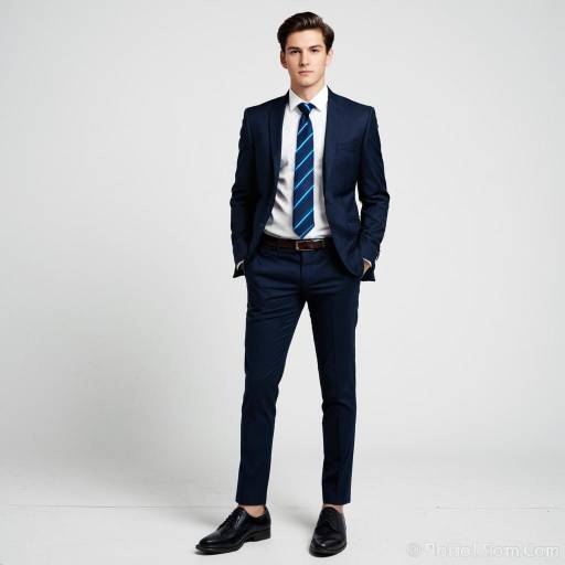 Young man in blue suit with hands in pockets