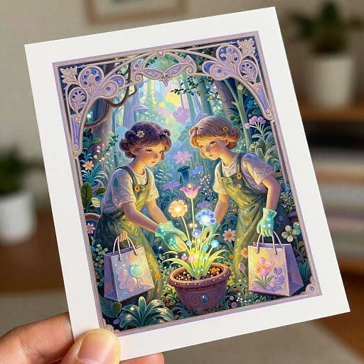 Futuristic Gardeners in Dreamy Rococo Scene