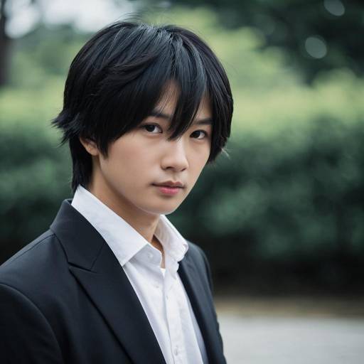 Young Asian Man in Formal Suit Outdoors
