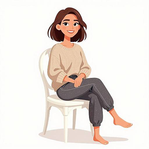 Smiling Woman in Cozy Casual Wear