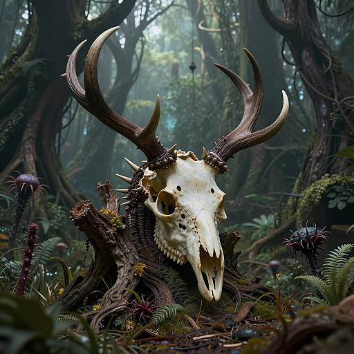 Demonic Skull in an Alien Forest