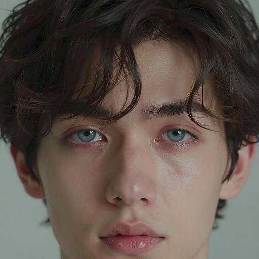 Close-up Portrait of Young Man with Blue Eyes