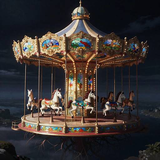 Antique Stained-Glass Carousel on Floating Observatory