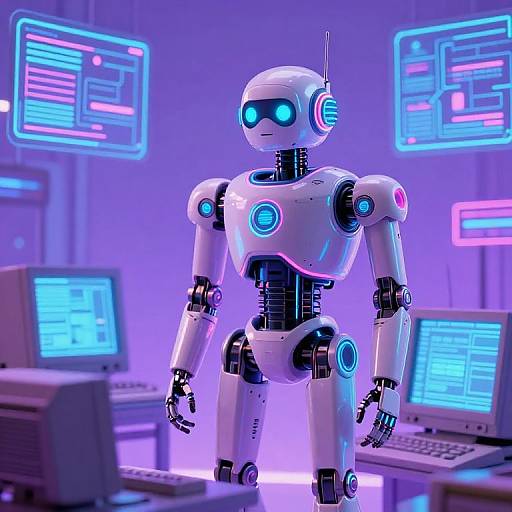 80s Sci-Fi Neon Robot Scene