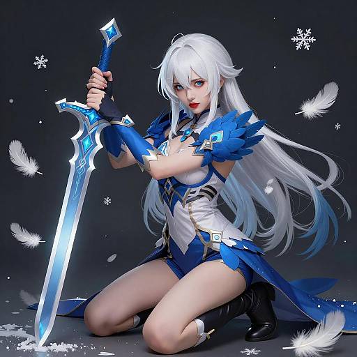 Ice Sword Anime Woman Artwork