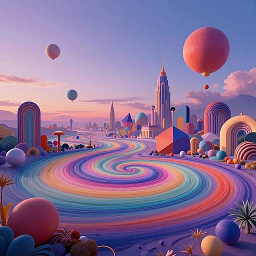 Surreal Dreamscape with Floating Geometry