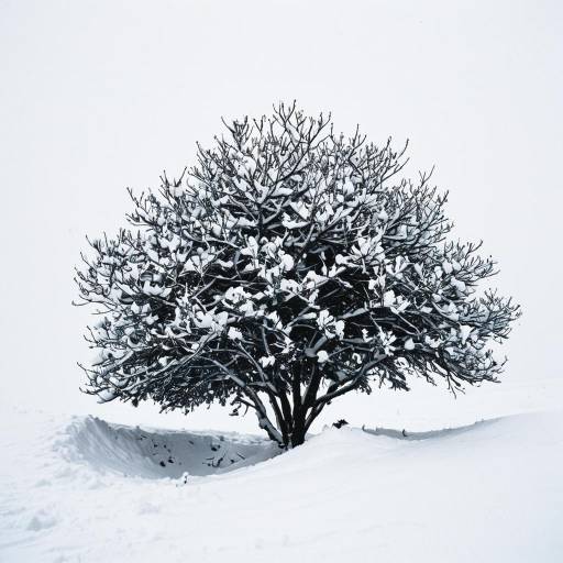 Snow-Covered Shrub with Deep Void at Base