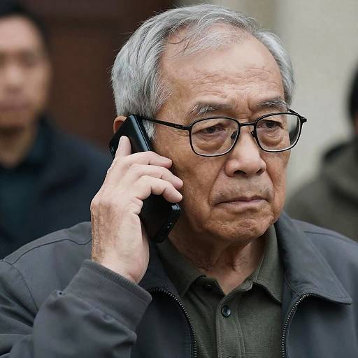 Serious Elderly Man on Phone