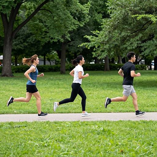 Three People Running in Park