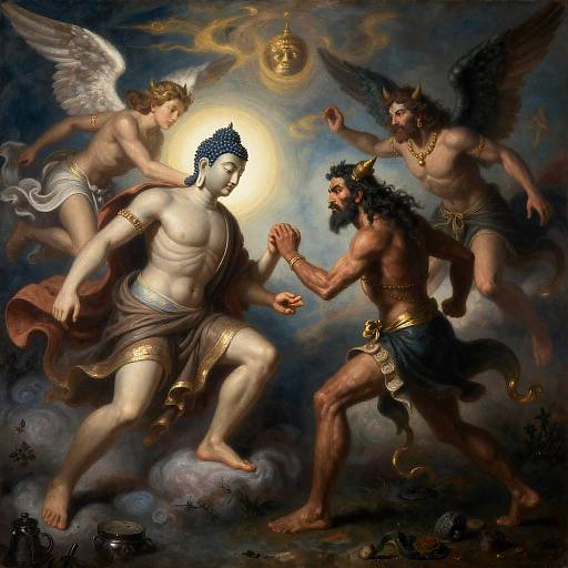 God and Devil Battle Realistic Photo