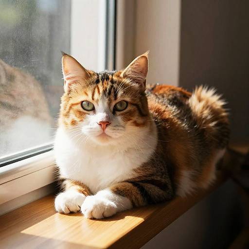 Cozy Furry Calico Cat on Windowsill