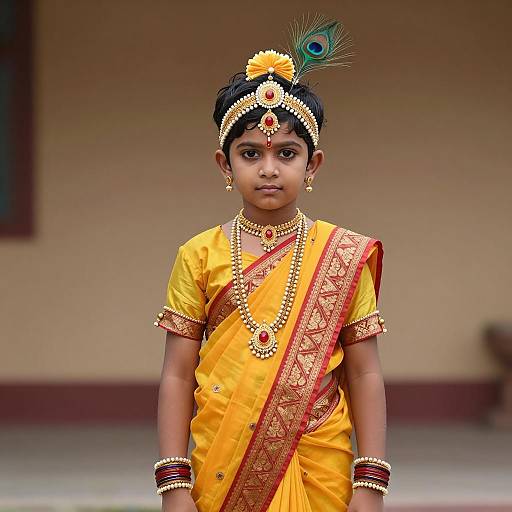Young Boy in Traditional Krishna Attire