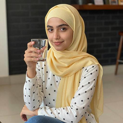 Young Woman in Yellow Hijab Smile