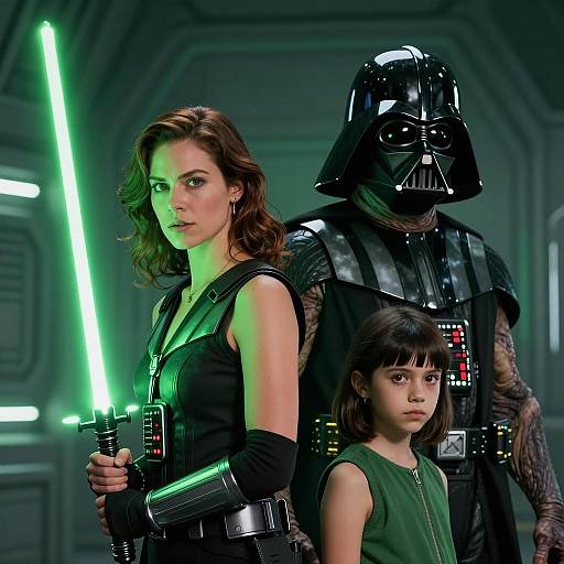 Epic Sci-Fi Encounter with Lightsaber and Alien