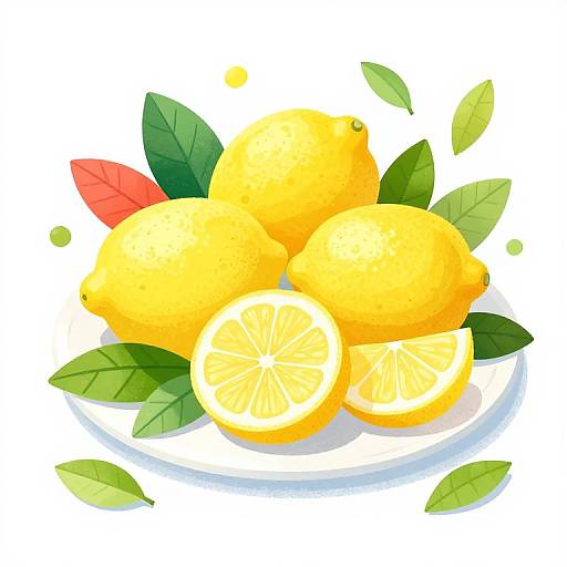 Vibrant Lemon Plate Illustration