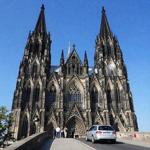 Gothic Cathedral Ruins with Scenic Bridge