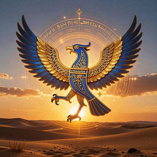 Glowing Faravahar Symbol at Sunset