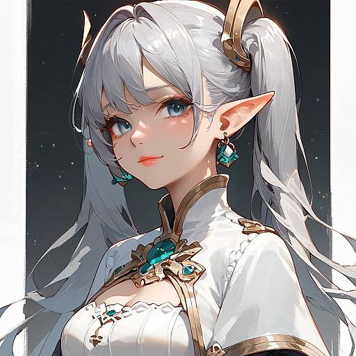 Anime Girl Frieren With Green Eyes