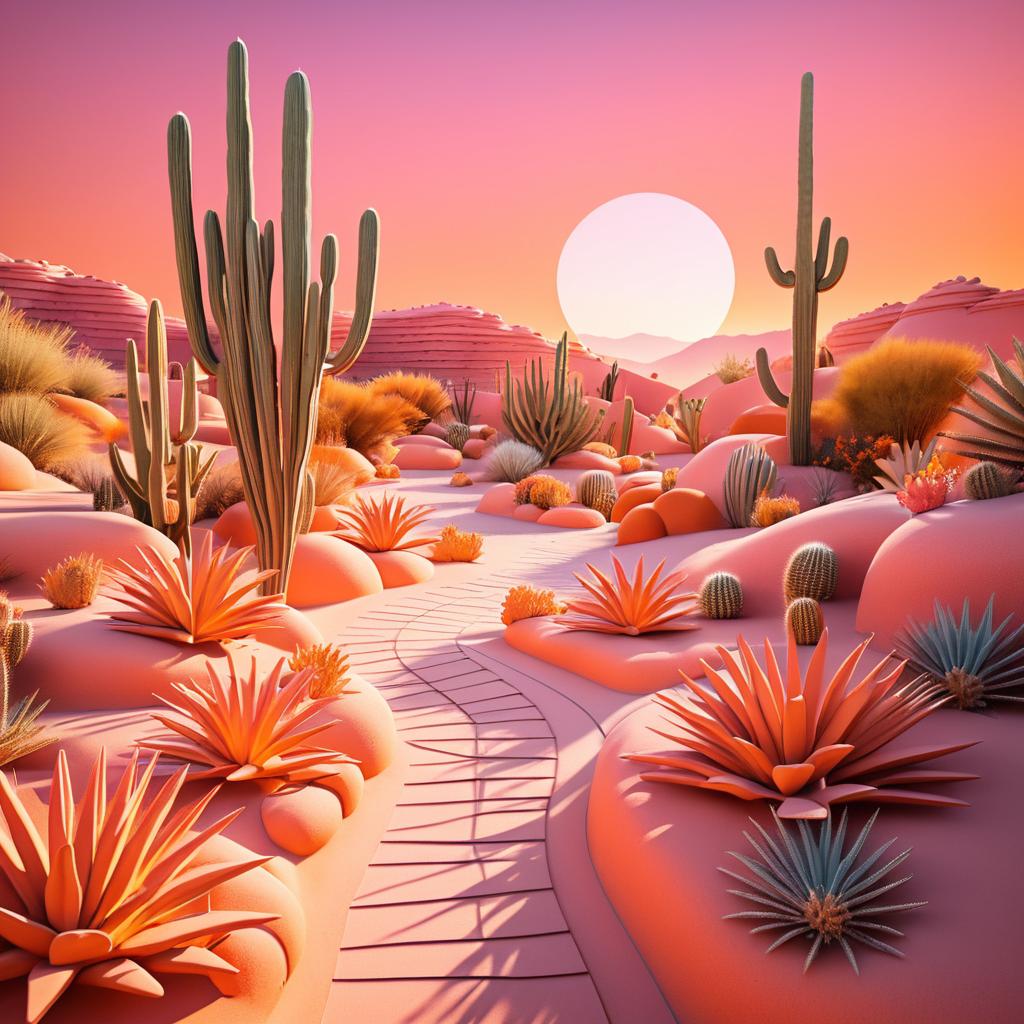 Whimsical Desert Landscape 3D Sculpture