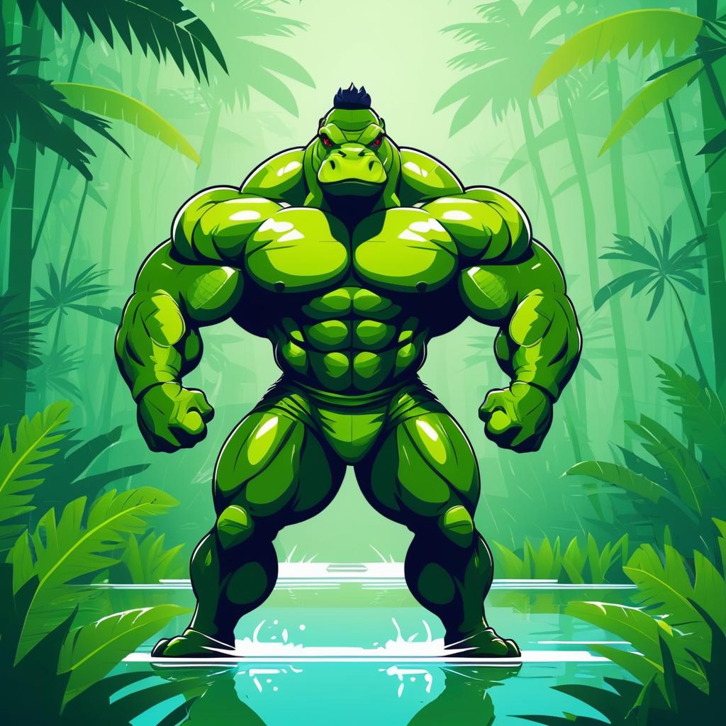 Buff Alligator Bodybuilder in Tropical Gym