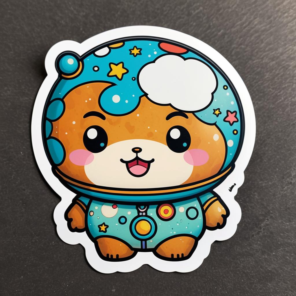 Kawaii Patina Planet Cartoon Character