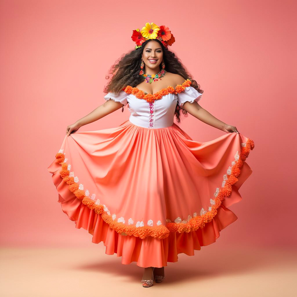 Cheerful Woman in Traditional Colombian Costume