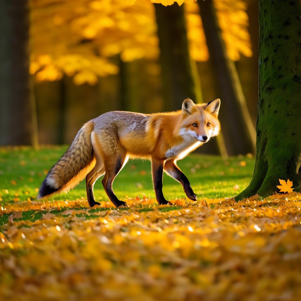 Fox Stalking Prey in Autumn Light